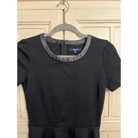 Madewell size XS black mini dress with leather trim - Picture 2 of 4